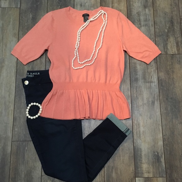 Ann Taylor Tops - Ann Taylor short sleeve peplum sweater small